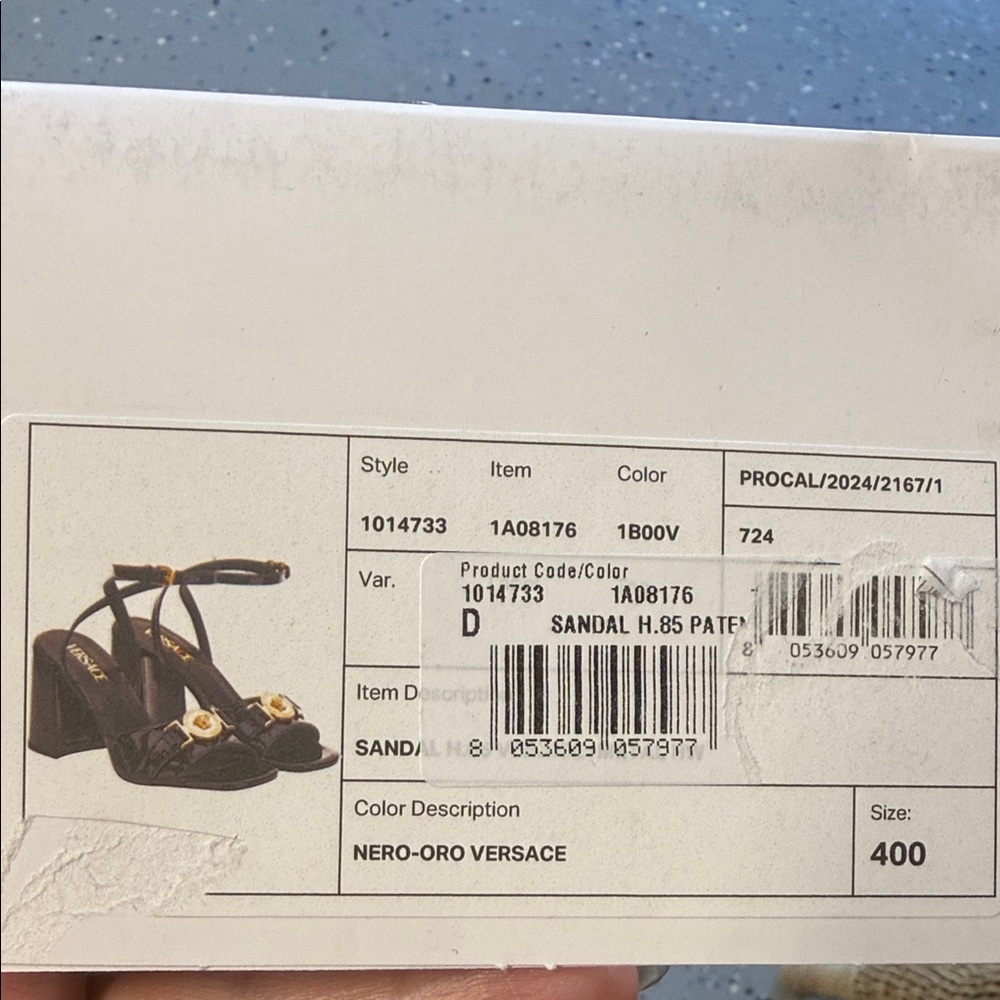 Versace Black Sandal with Gold Medallion Accent